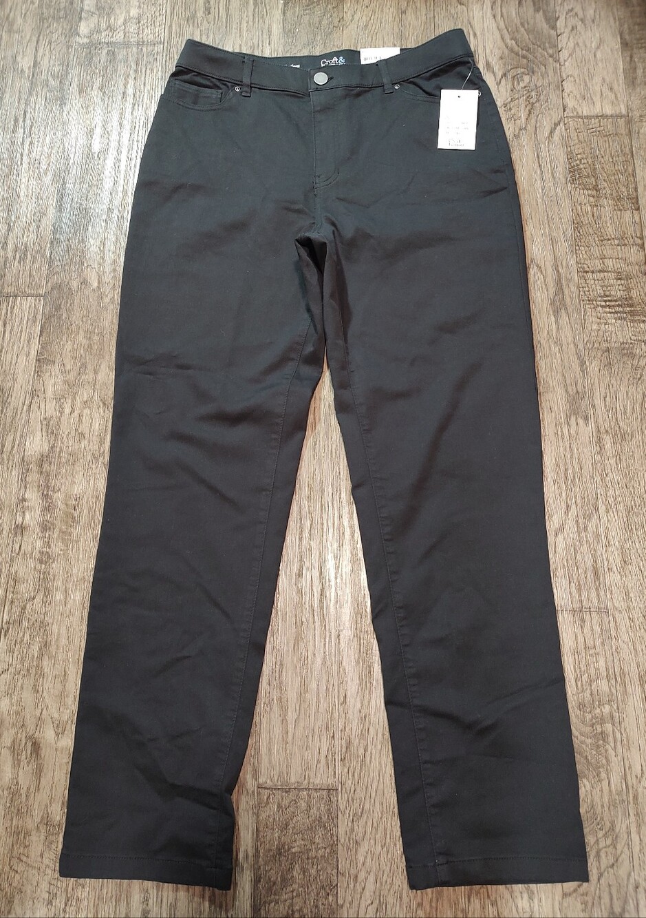 croft & barrow Black Slim Straight Mid Rise Pants New Size 12 Regular